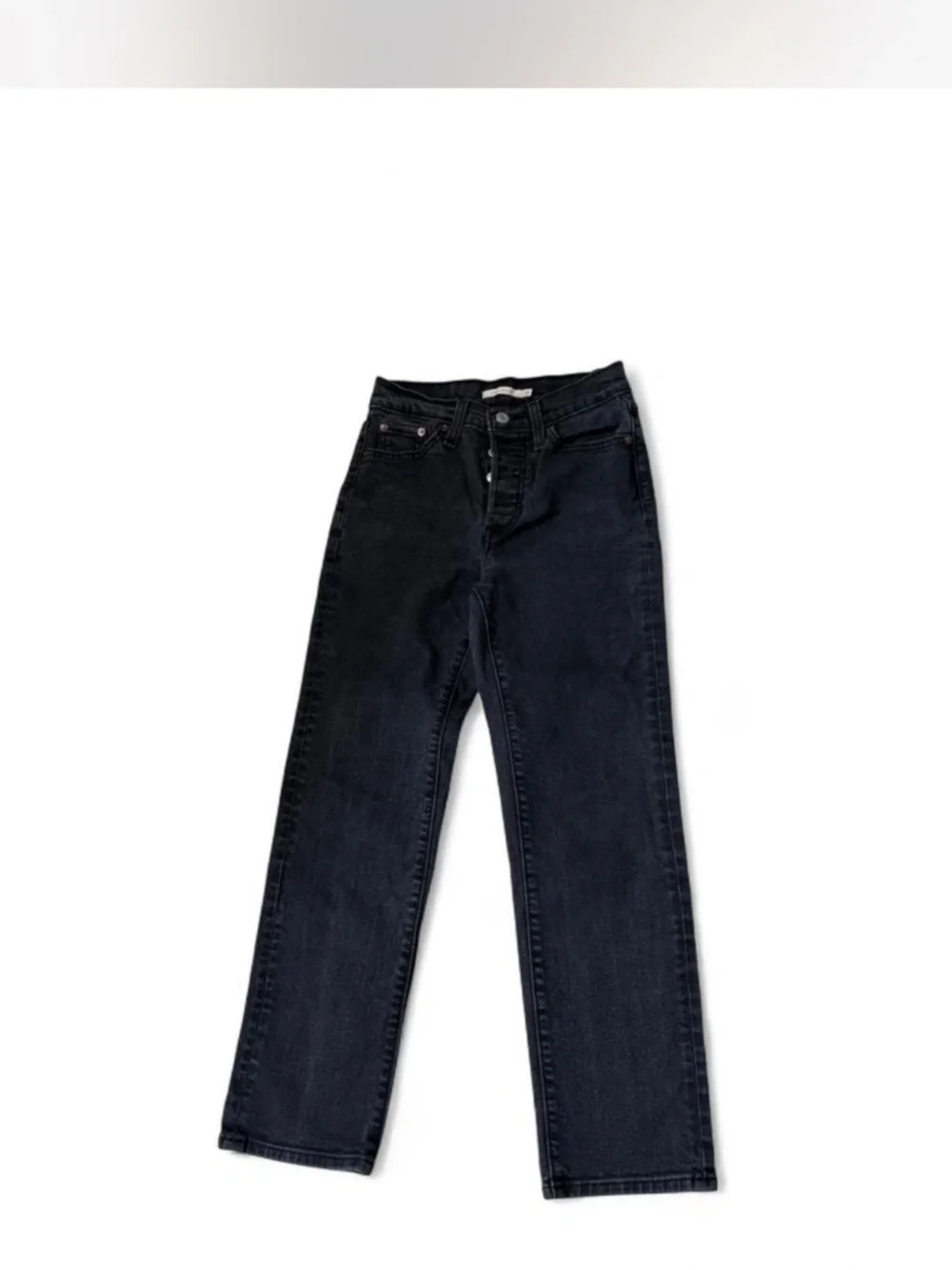 Levi’s Wedgie Straight Black Jeans High Rise Button Fly Vintage Style - Picture 3 of 7
